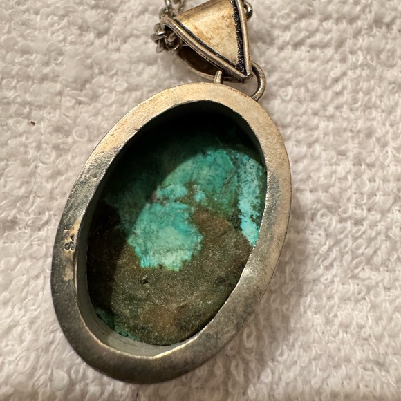 Elegant Silver and Turquoise Pendant Necklace - Picture 3 of 3